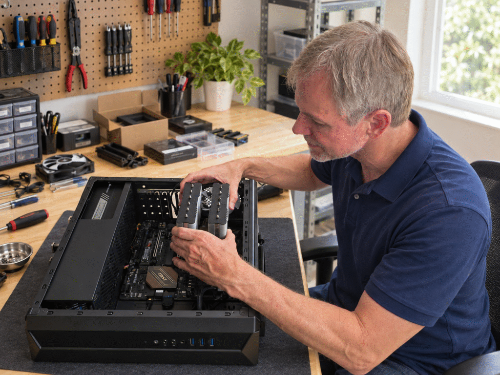 Eric Hafner of The IT Beast working on a desktop computer
